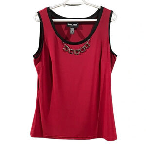 Frank Lyman sleeveless top, red with built in chains, size 14